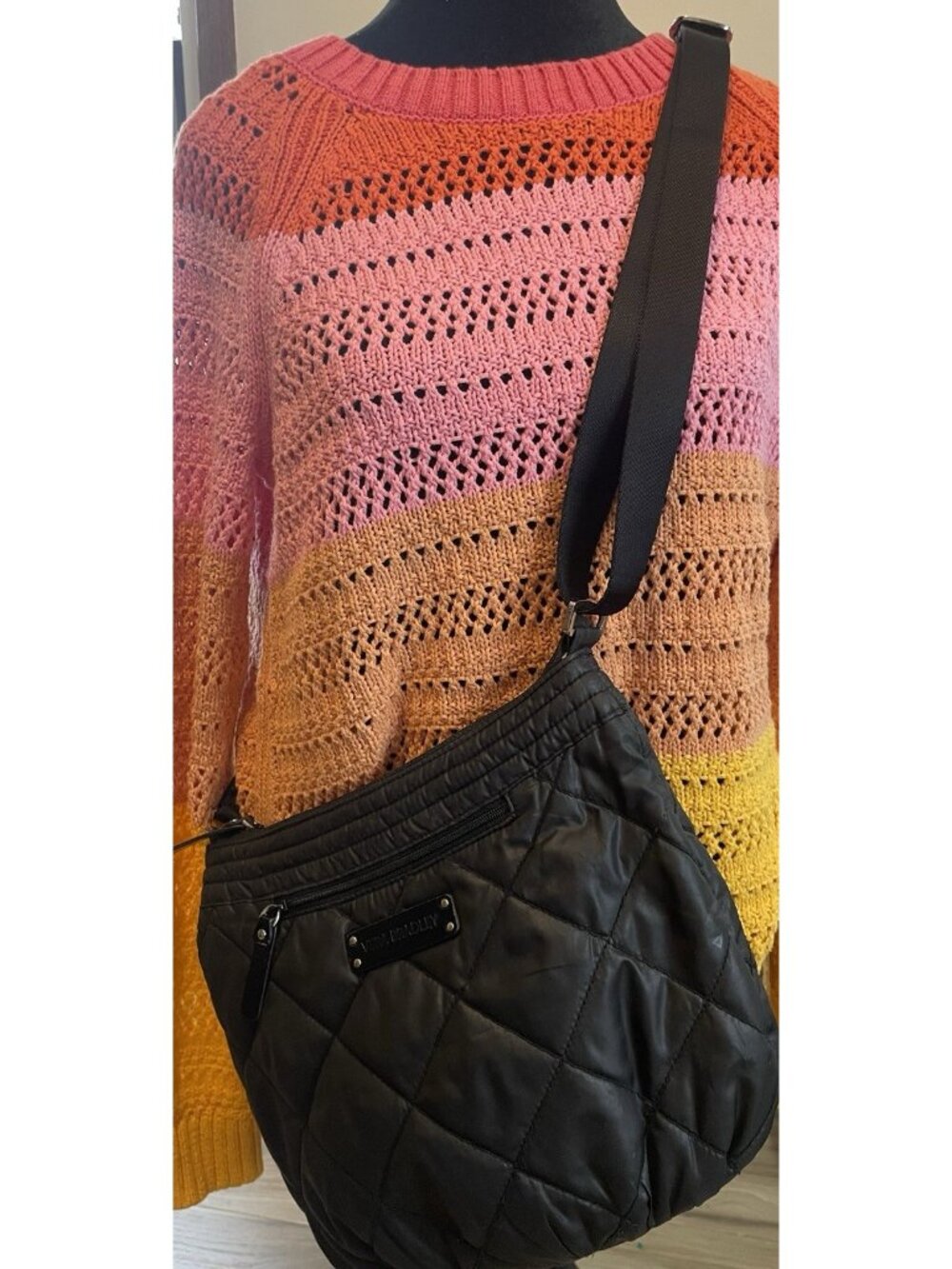 Vera  Bradley Quilted Black Crossbody Purse Bag